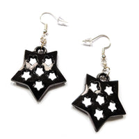 Retro Black Inverted Star Earrings