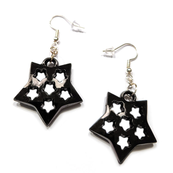 Retro Black Inverted Star Earrings