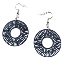 Abstract Sun Rays Navy Blue Earrings