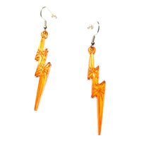 Orange Transparent Lightning Bolt Earrings