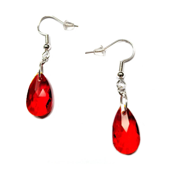 Bloody Red Tear Drops Glass Earrings