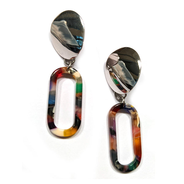 Colorful Modern Oval Resin Earrings