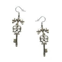 Mini Heart Keys with Ribbons Earrings