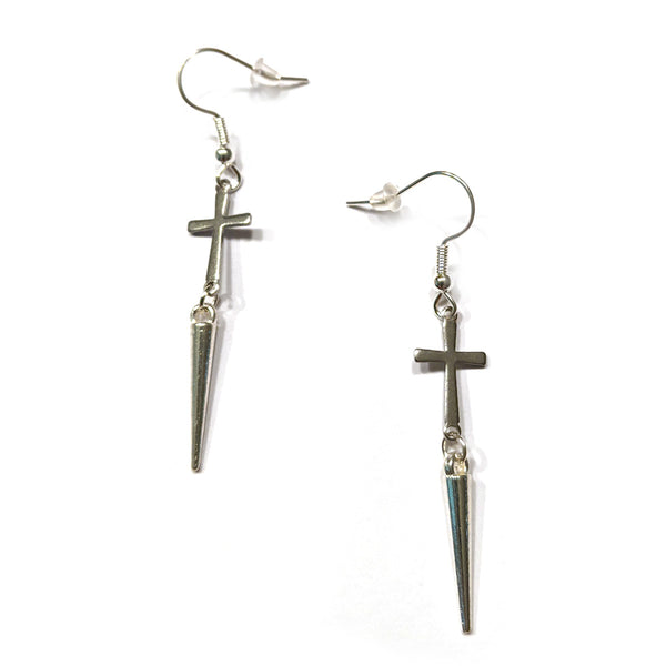 Cross or Inverted Cross with Spike Earrings