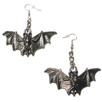 Gun Metal Flying Bats Earrings