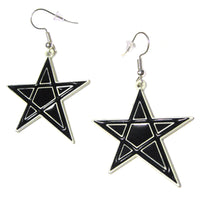 Black and White Pentagram Stars Earrings