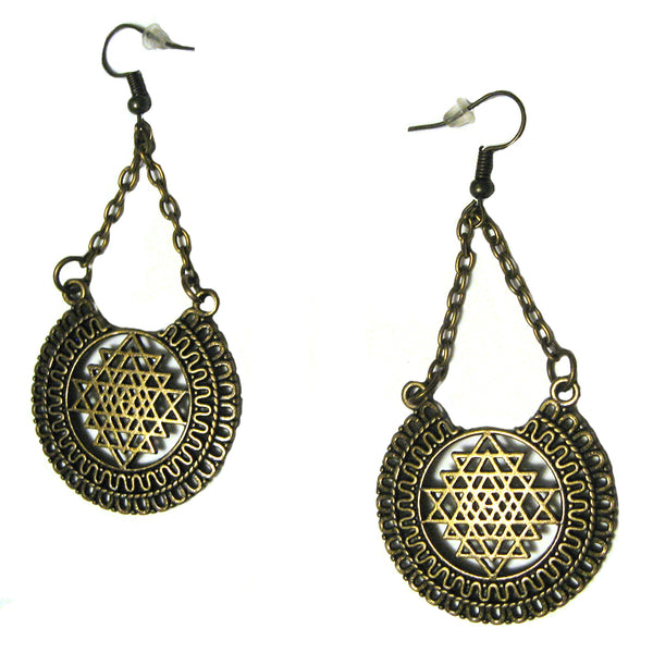 Sacred Geometry Symbol Sri Yantra Earrings