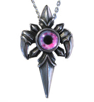 Gothic Fang Dagger with Pink Evil Eye Necklace