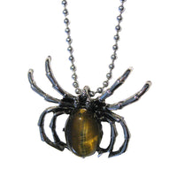 Spider with Tiger's Eye Brooch Necklace