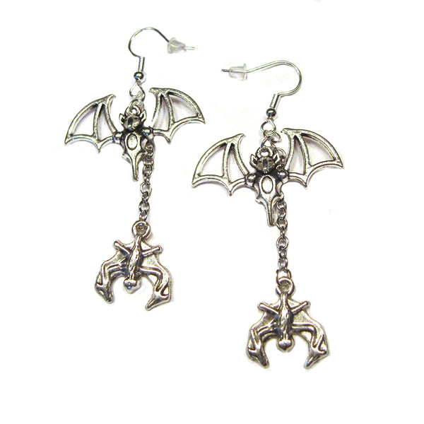 Gothic Flying Bats Earrings