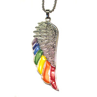 Gay Pride Rainbow Angel Wing Necklace