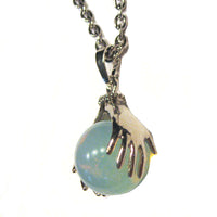 Fortune Teller Hands on Crystal Ball Opalite Necklace