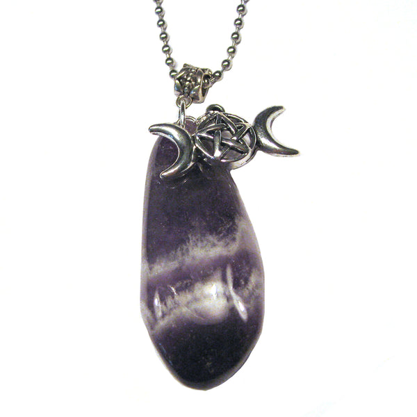 Triple Moon Goddess with Amethyst Necklace