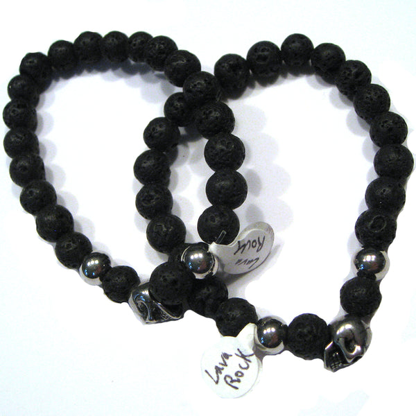 Lava Rock Skull Bracelet