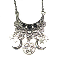 Triple Moon Goddess Bib Necklace