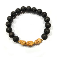 Ox Bone Skull with Lava Rock Bracelet