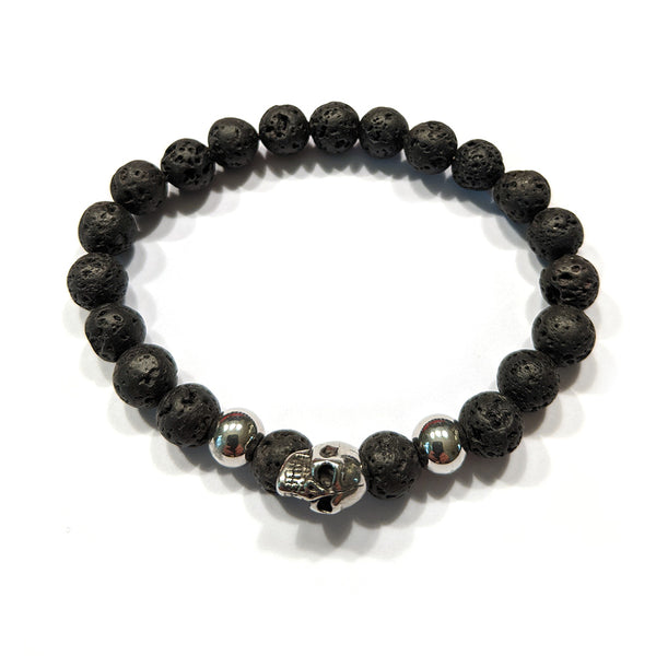 Skull with Lava Rock Bracelet