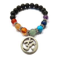 Om Spiritual Symbol with Chakra Mineral Stones Bracelet