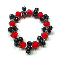 Retro Red and Black Glass Crystals Bracelet