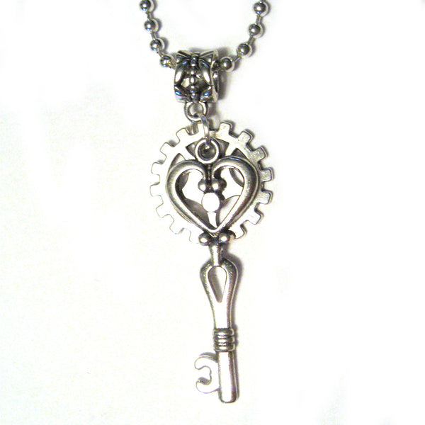 Steampunk Heart Key Necklace